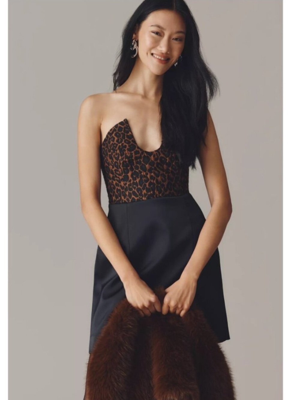 Anthropologie Maeve Strapless Notched Mini Dress in Cheetah Women’s Size S NWT